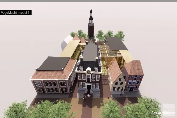 Stadhuisplan op tafel bij Oud Harlingen
